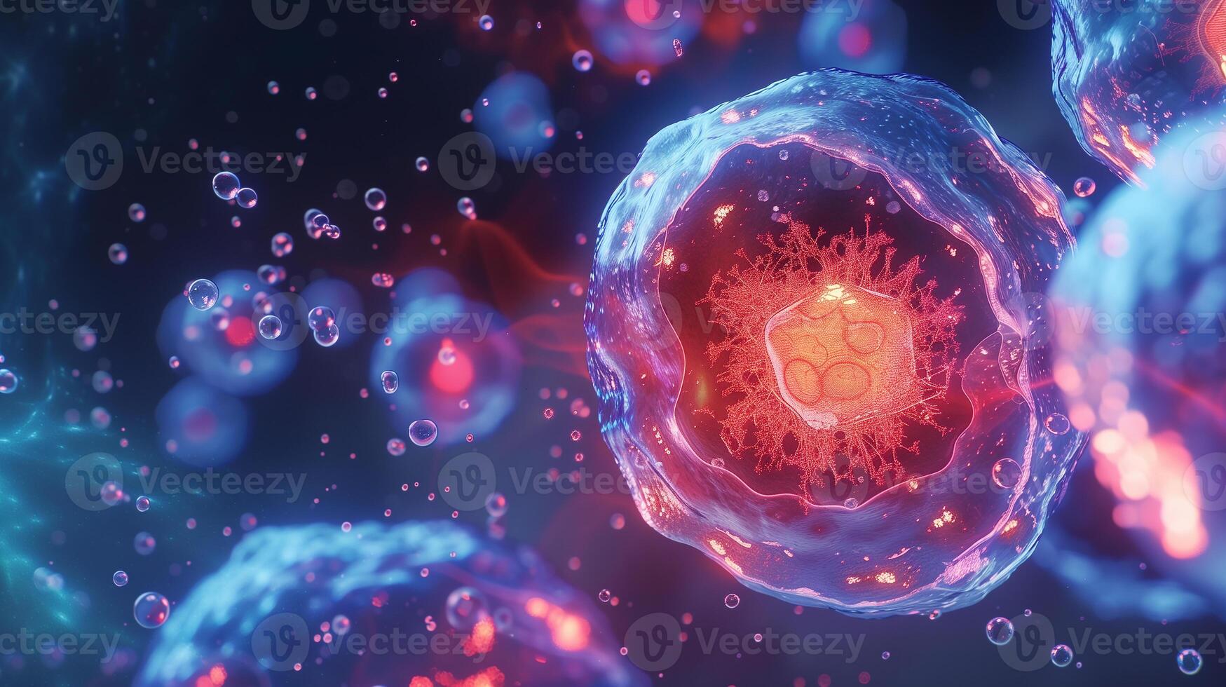 This Visual representation of stem cells illustrating their role in regeneration and healing processes. photo