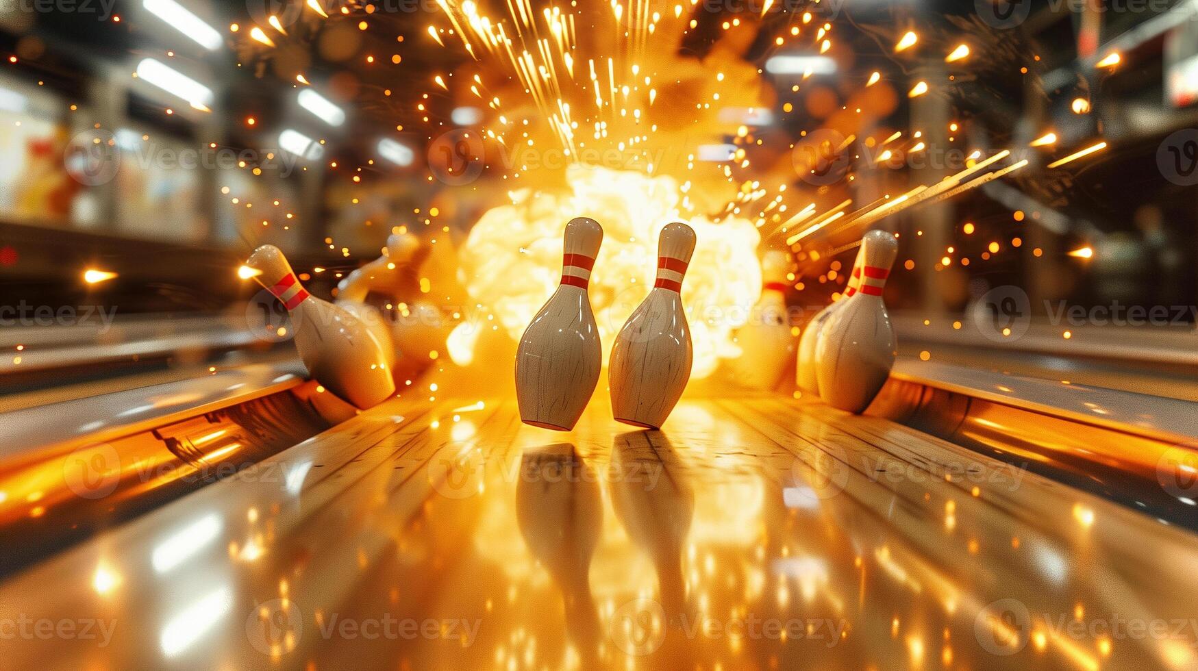 This Bowling activity showcases players enjoying lively entertainment and striking excitement at a party. photo
