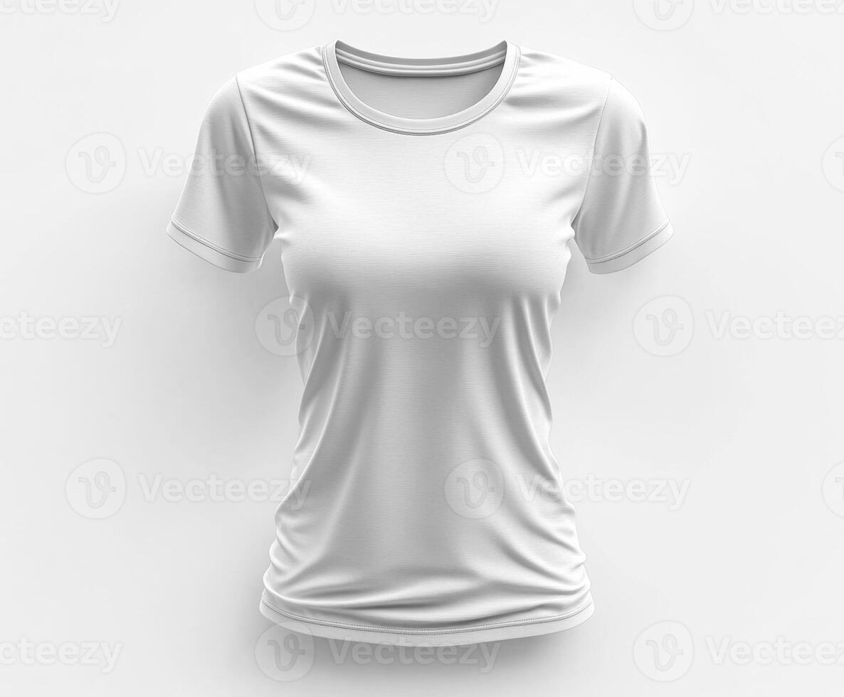 White short sleeve t-shirt displayed against a light background photo