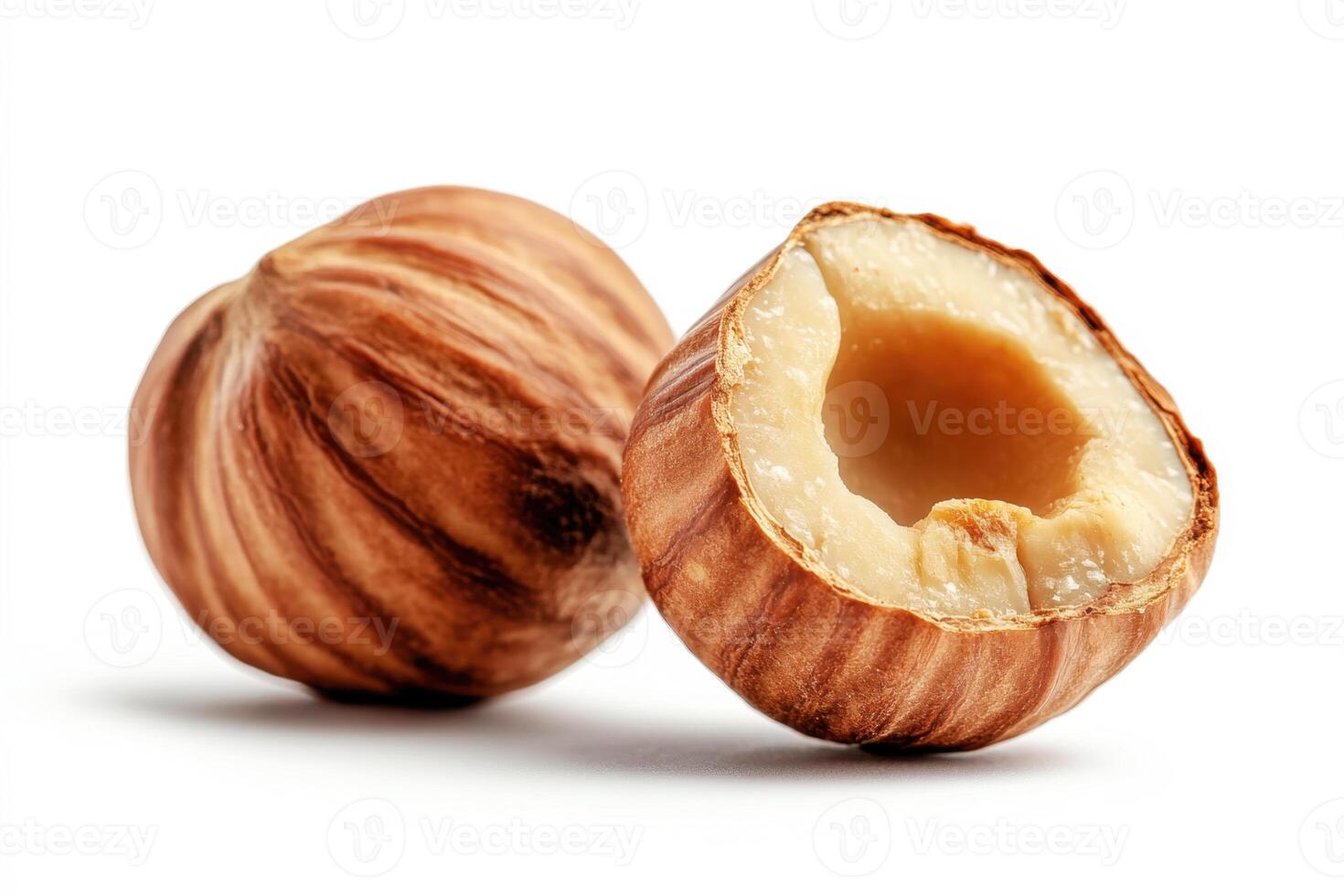Nuts on a white background showcasing the nut and shell photo