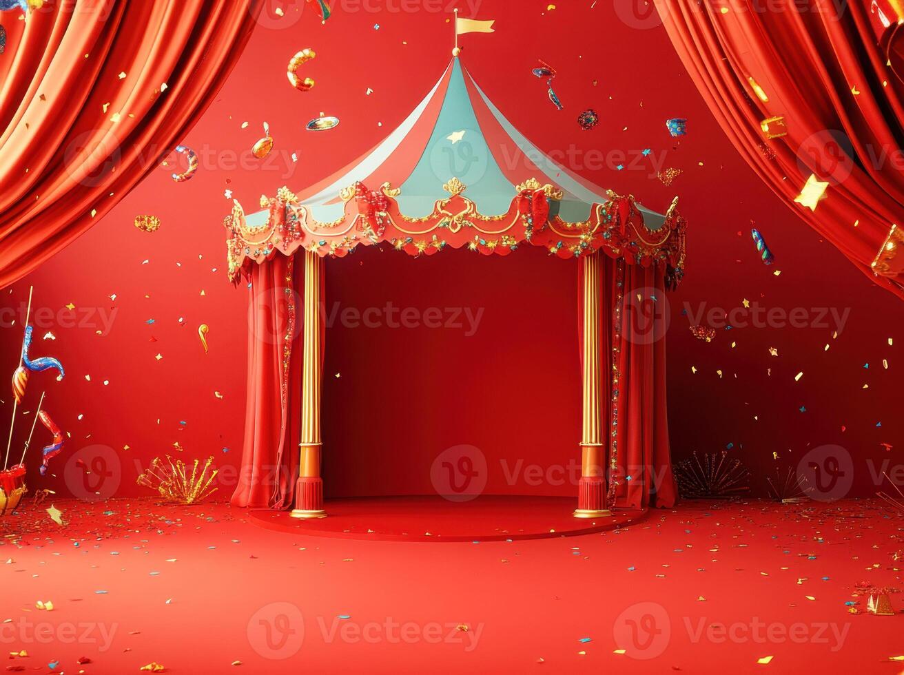 Colorful circus tent setup for an exciting performance event photo