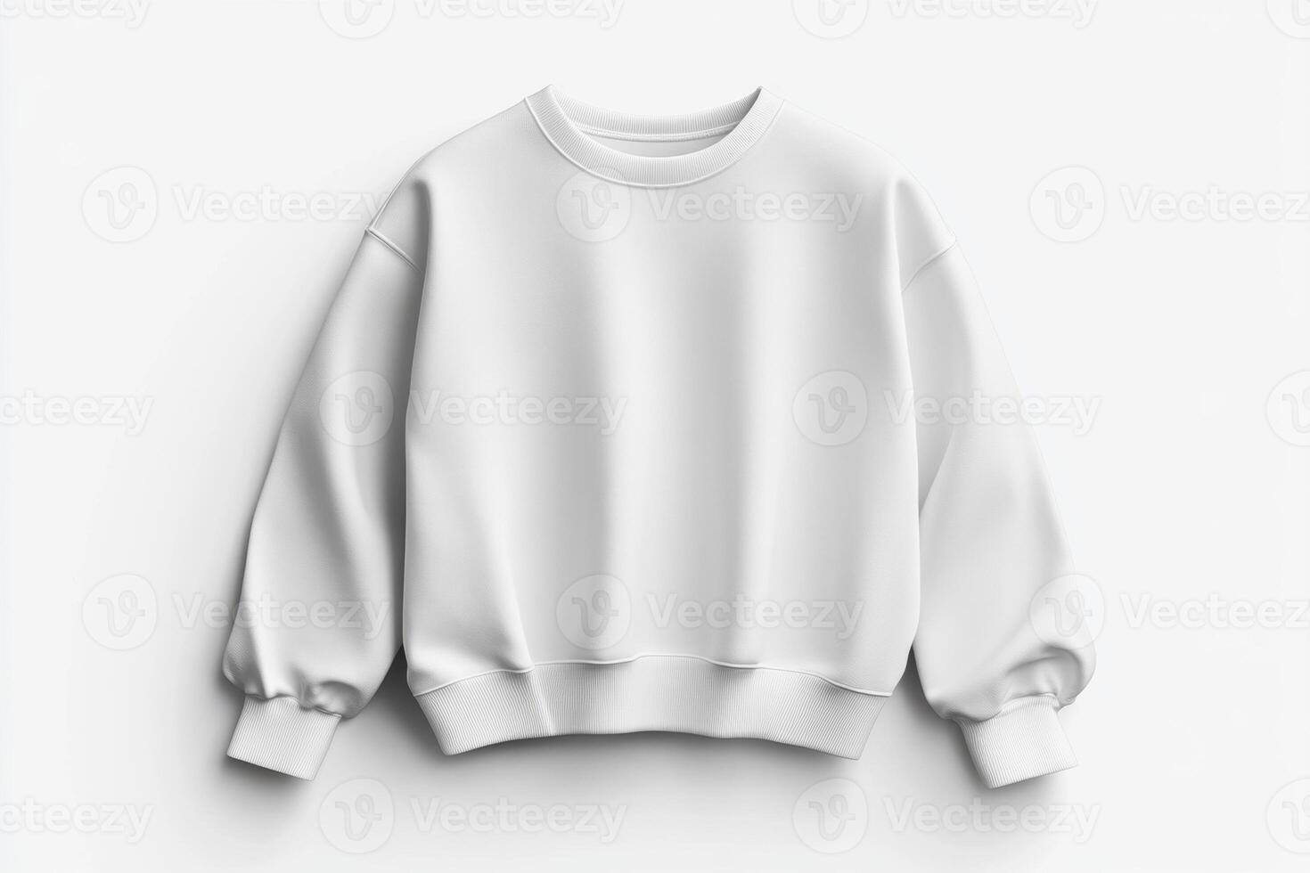White sweatshirt displayed on a plain background for fashion showcase photo
