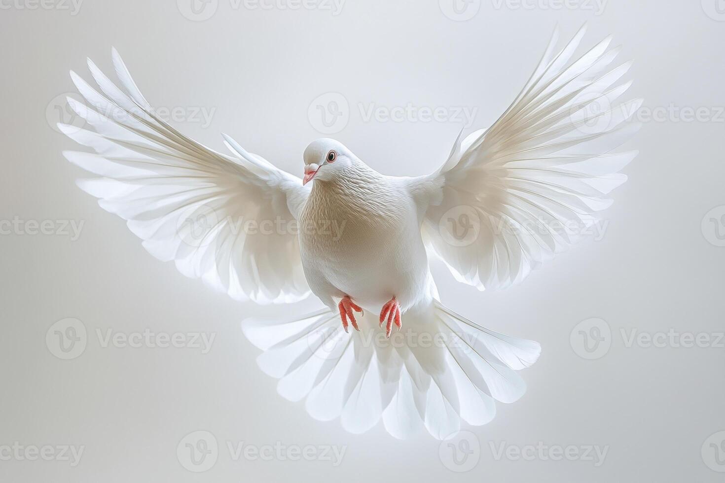 White dove soaring gracefully in a calm environment photo