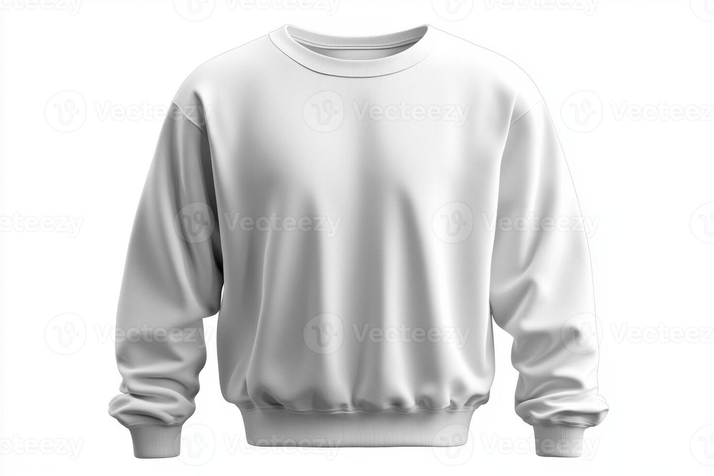 White sweatshirt displayed on plain background for fashion showcase photo