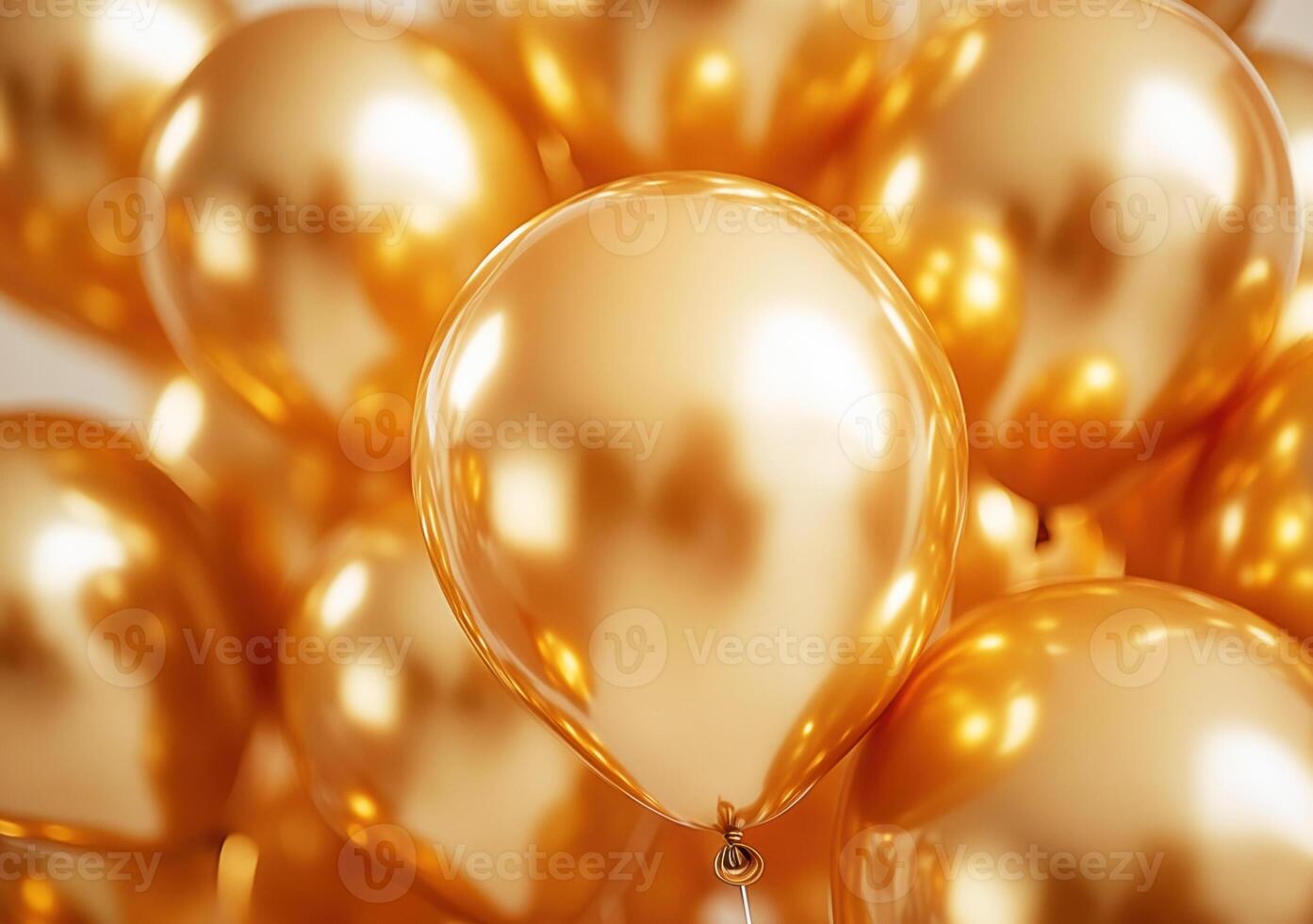 Golden balloons floating together at a festive celebration photo
