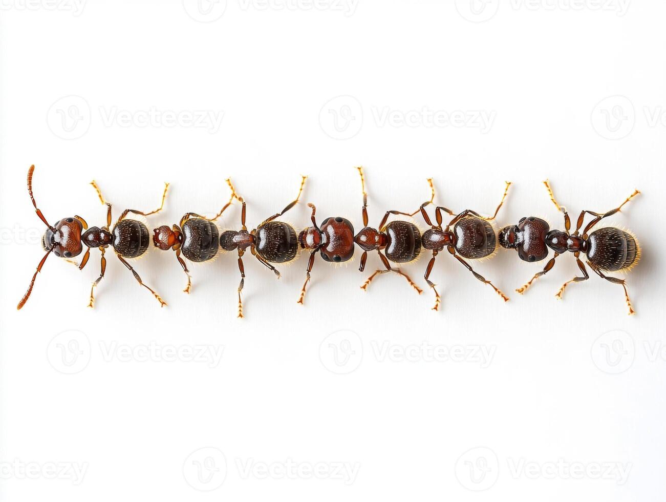 Ants marching in a line on a white background during daylight photo
