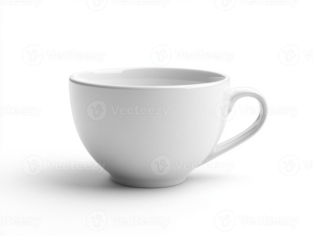 Empty white cup on a plain background in minimalistic style photo