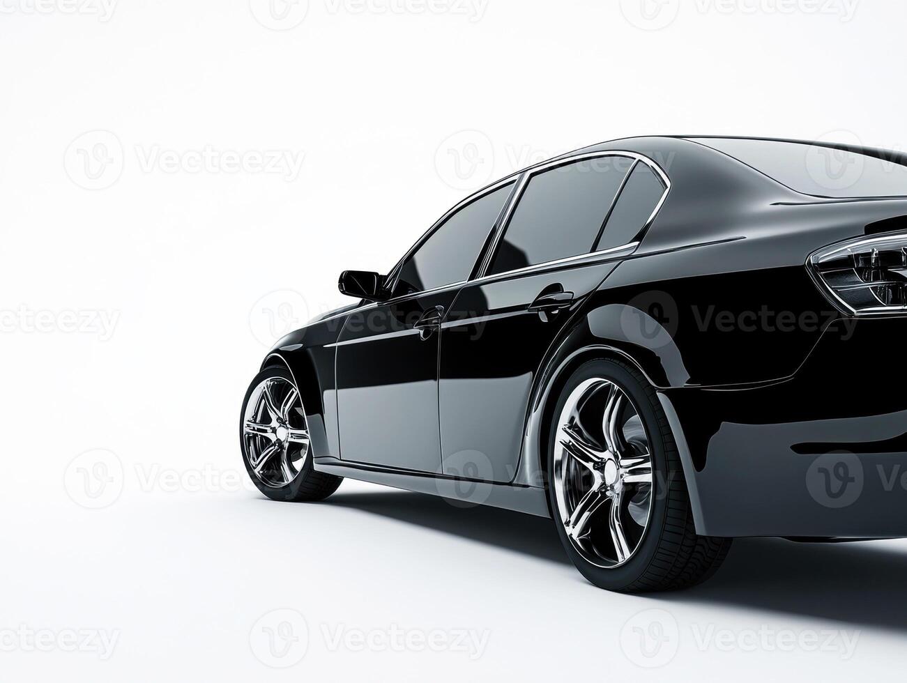 Luxury black sedan parked in a modern studio setting photo