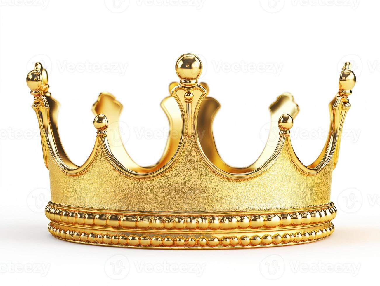 Golden crown on a white background showing intricate design details photo