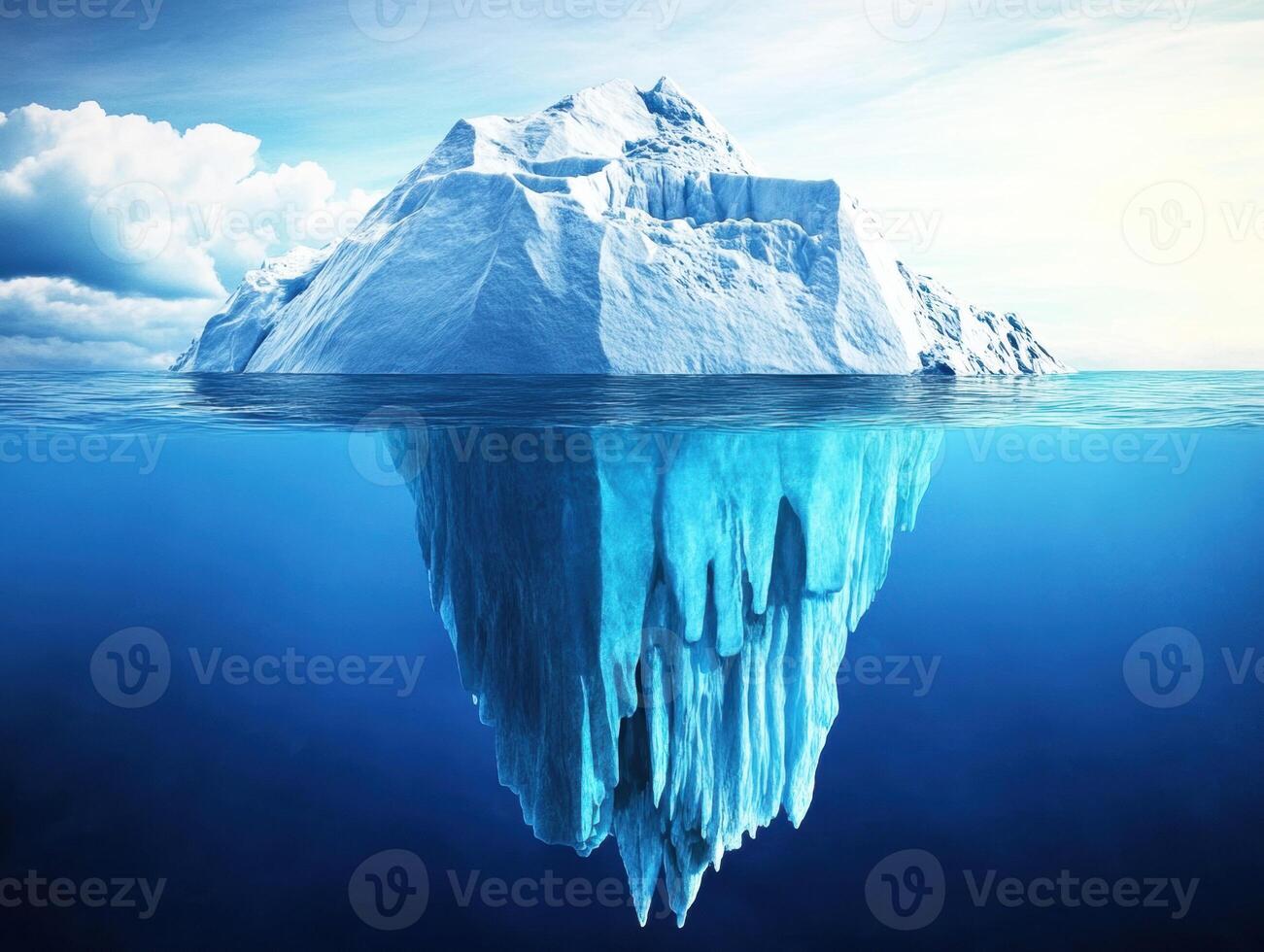 Majestic iceberg floating in pristine ocean waters under clear skies photo