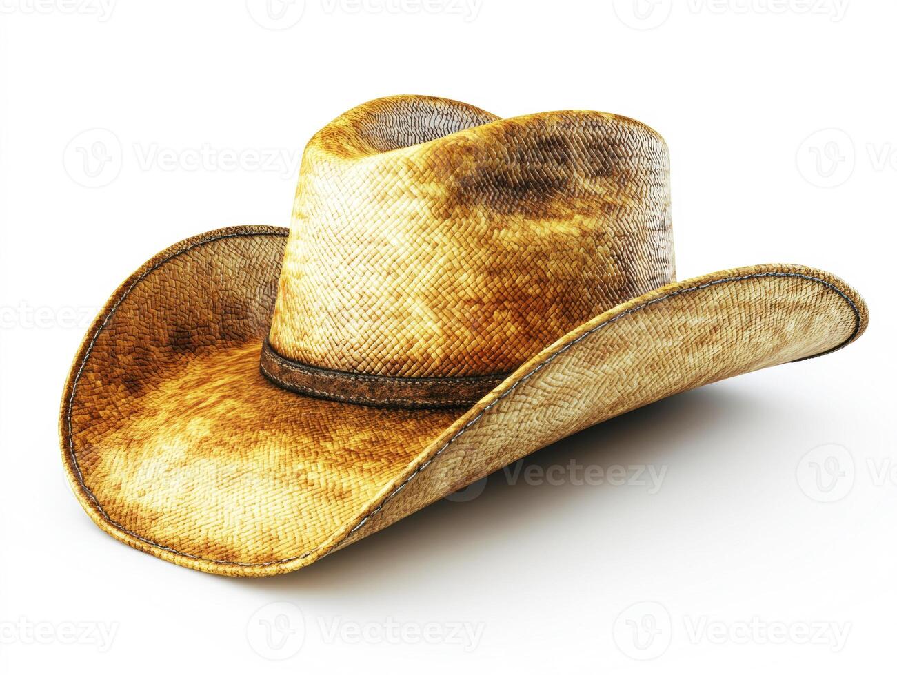 Classic cowboy hat made of straw with a distinct texture photo