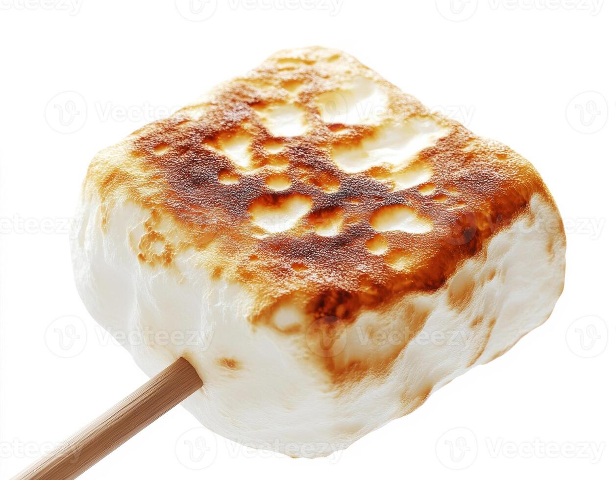 Perfectly toasted marshmallow on a stick over an open flame photo