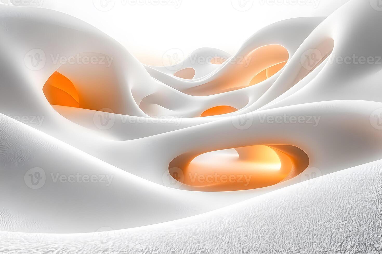 Abstract Organic Flow with Orange and White Curves - Modern Design for Art and Creativity photo