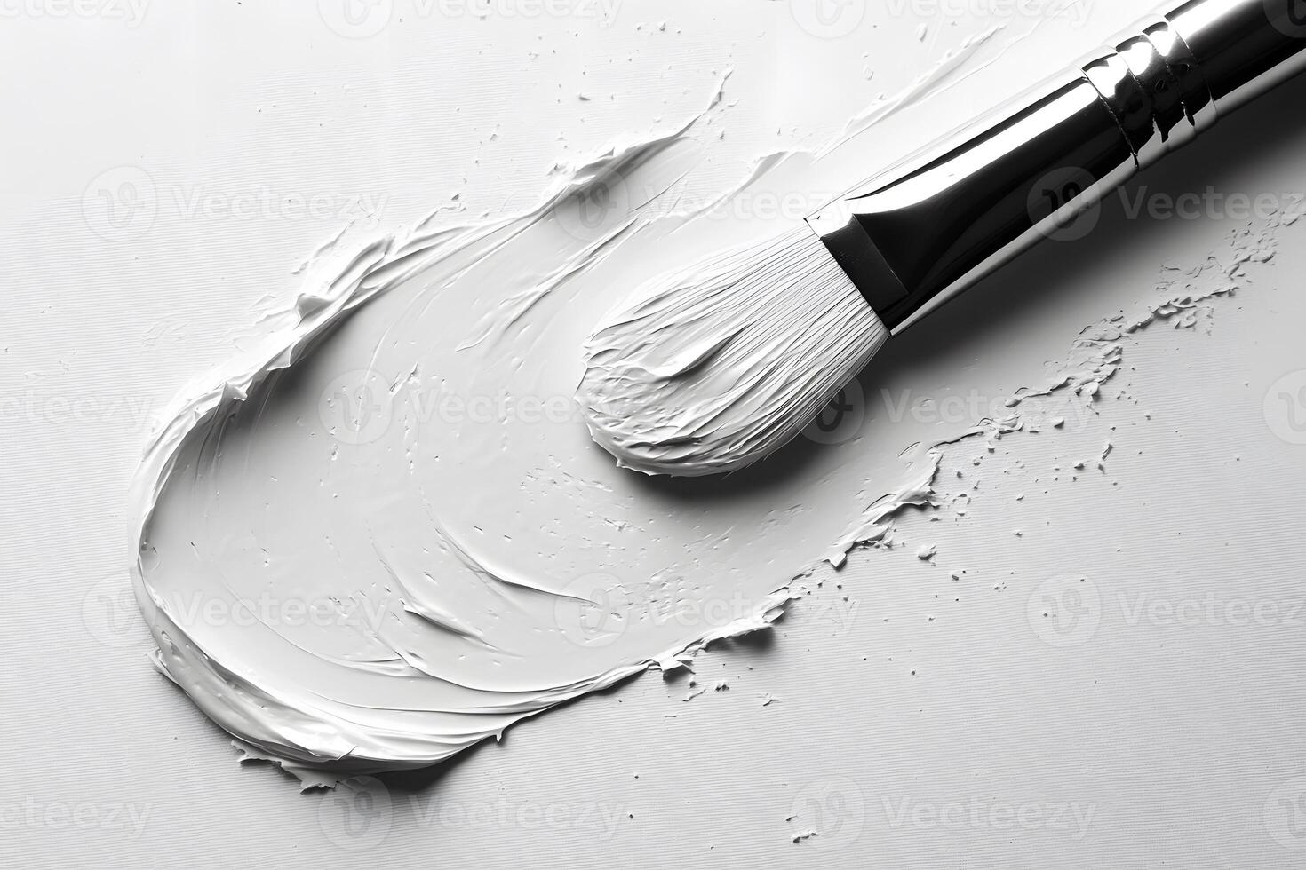Artistic Expression with White Paint Brush Stroke on Canvas - Minimalist Design photo