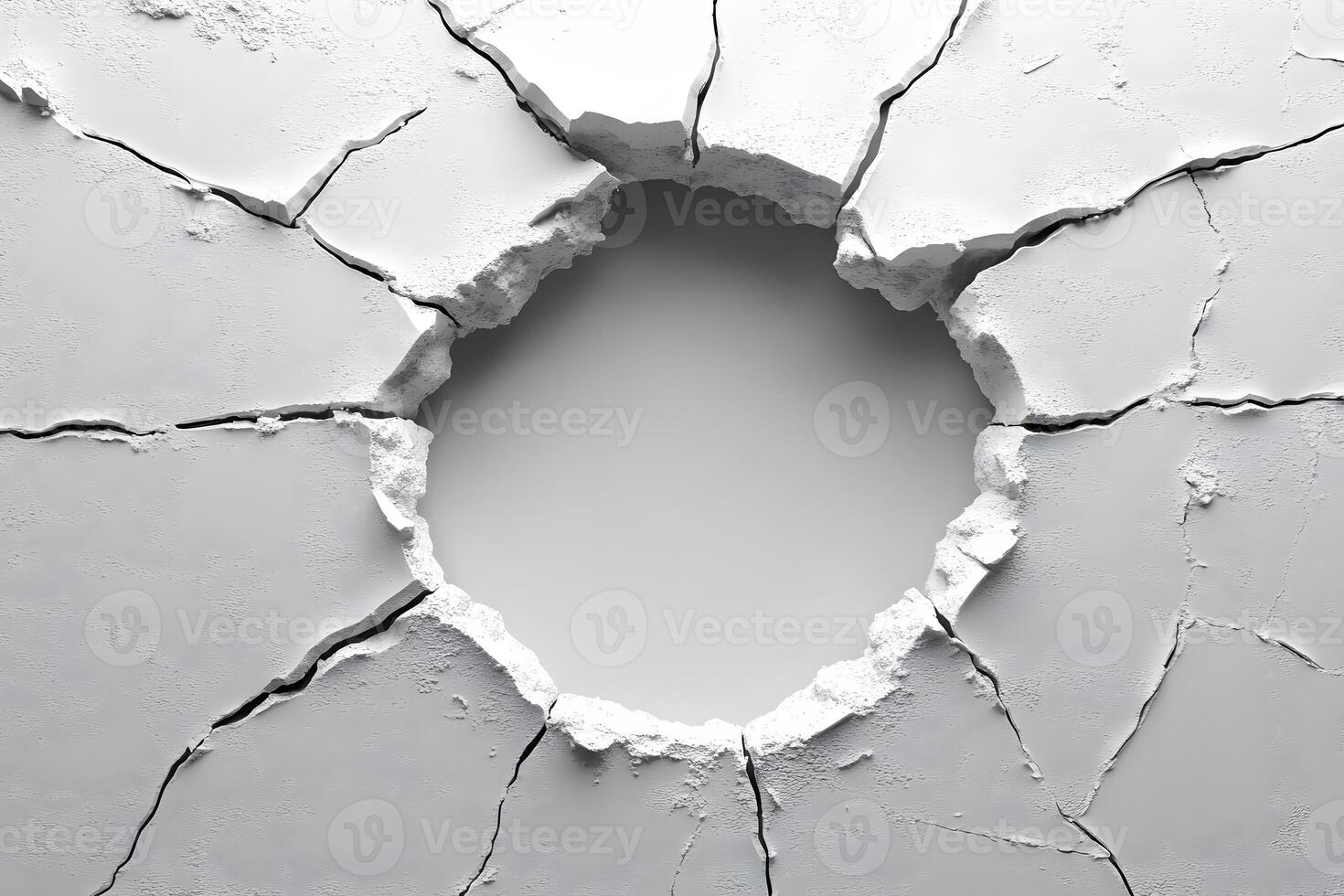 Cracked Wall with Central Hole - Texture Background for Design Projects photo