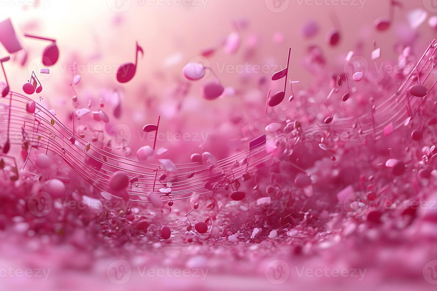 Harmonious Flow Abstract Pink Musical Notes in Motion for Creative Design photo