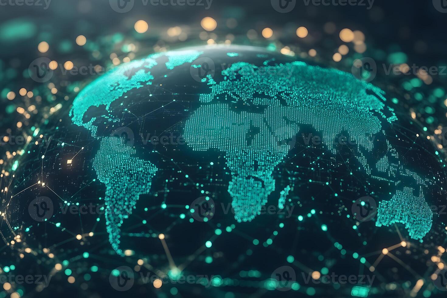 Futuristic Global Network Earth Visualization for Digital Innovation and Technology Concepts photo