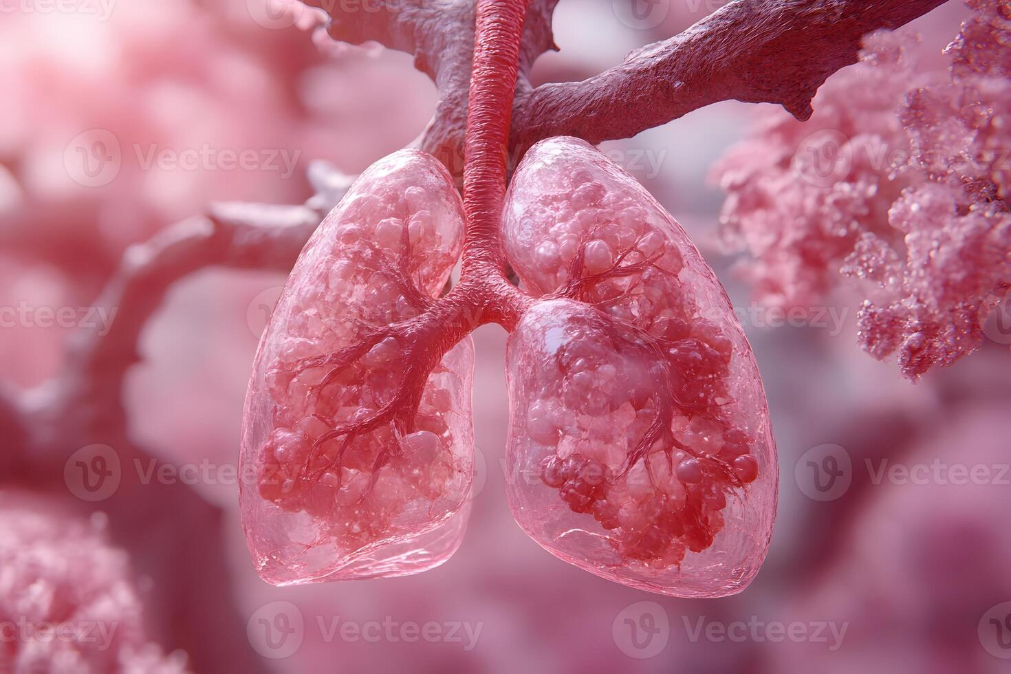 Creative 3D Representation of Lungs Surrounded by Floral Elements for Health Concepts photo