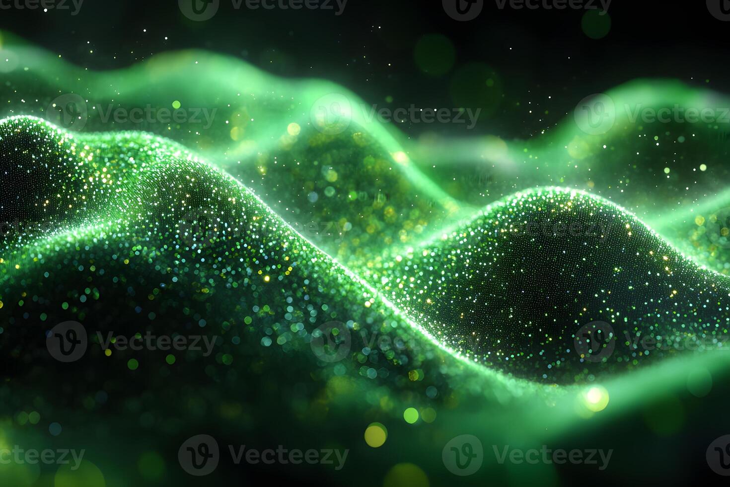 Abstract Green Neon Glitter Waves - Dynamic Background for Design and Digital Art photo
