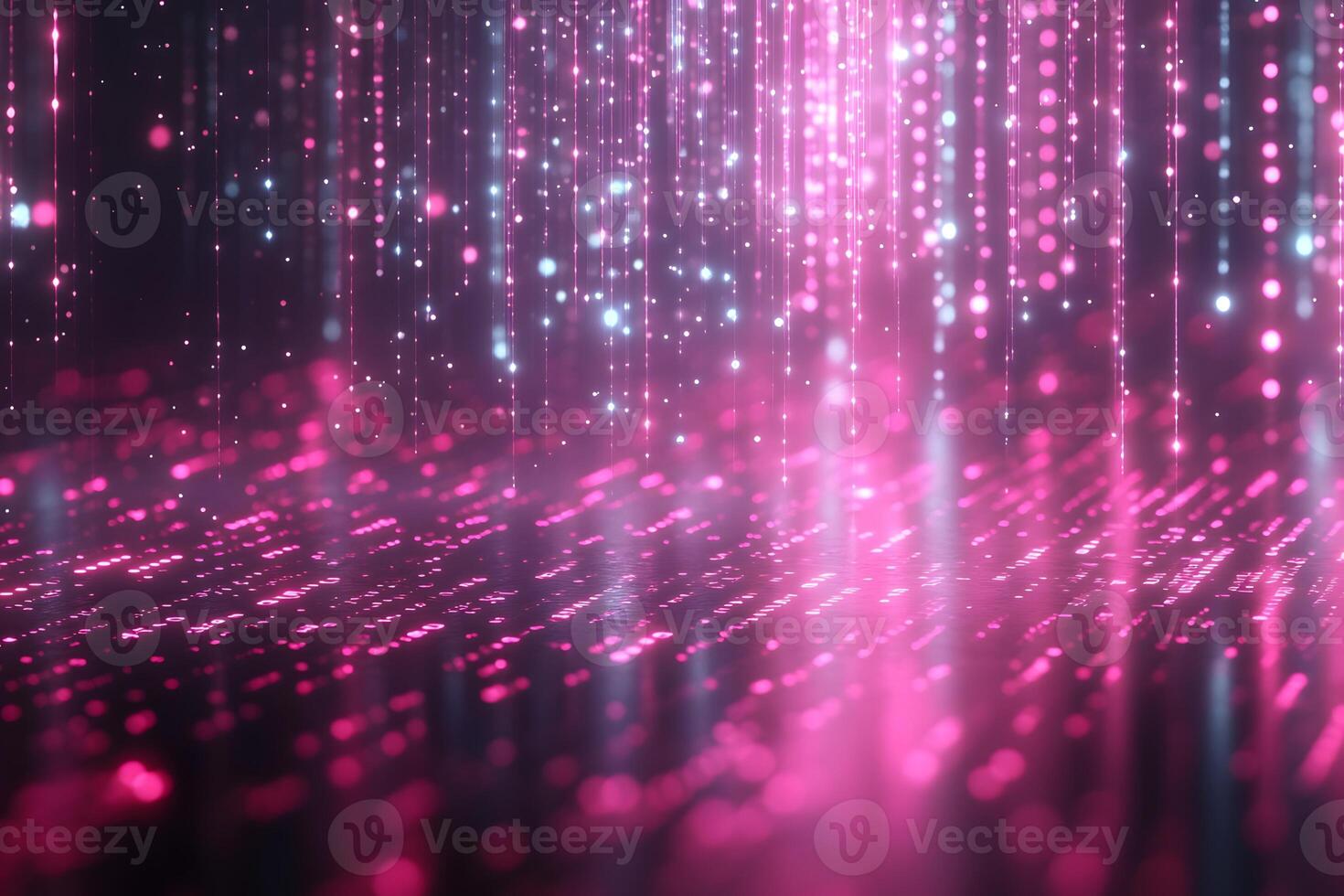 Glowing Pink Abstract Light Particles Falling in Futuristic Digital Background photo