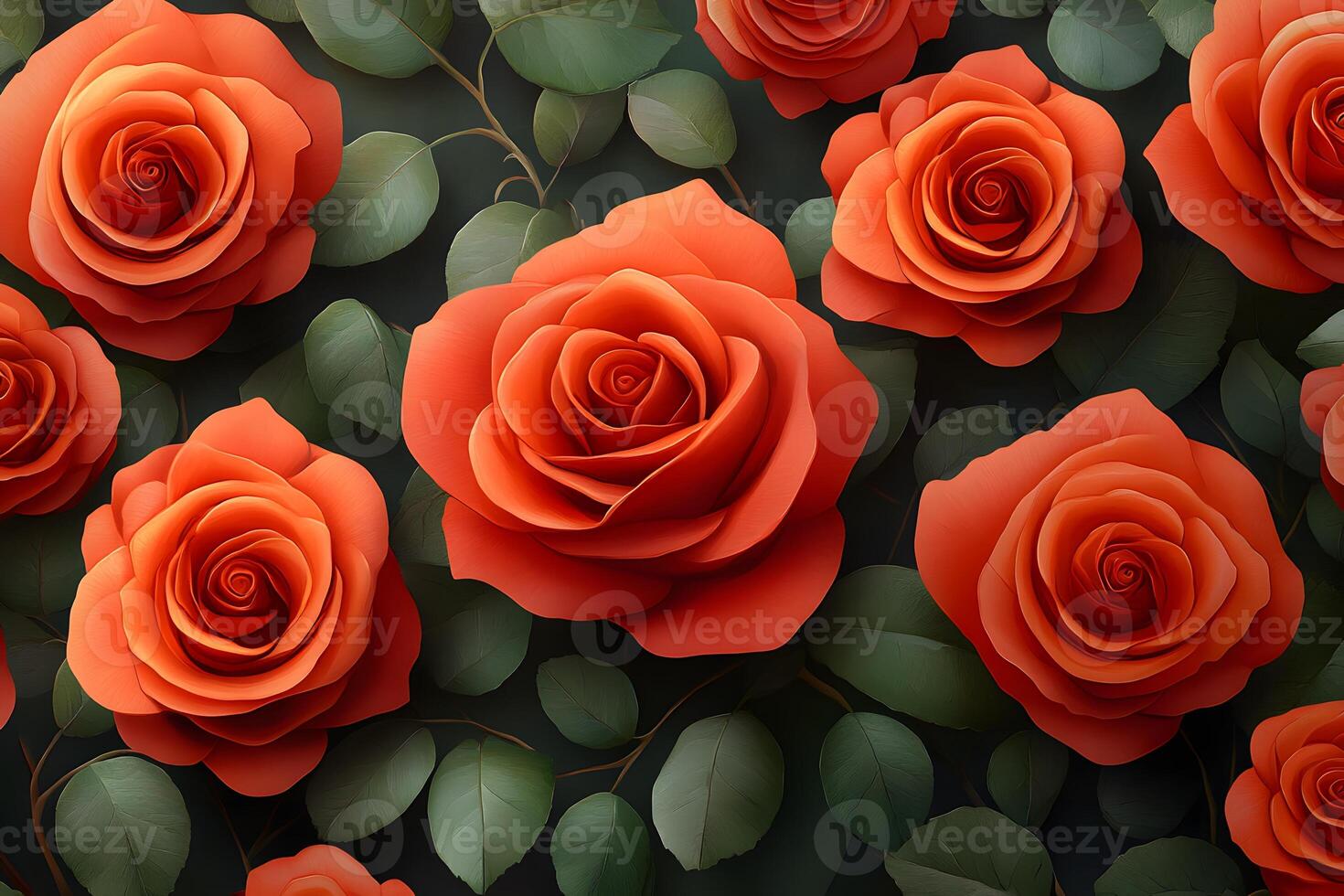 Vibrant Orange Roses with Lush Greenery for Floral Design photo