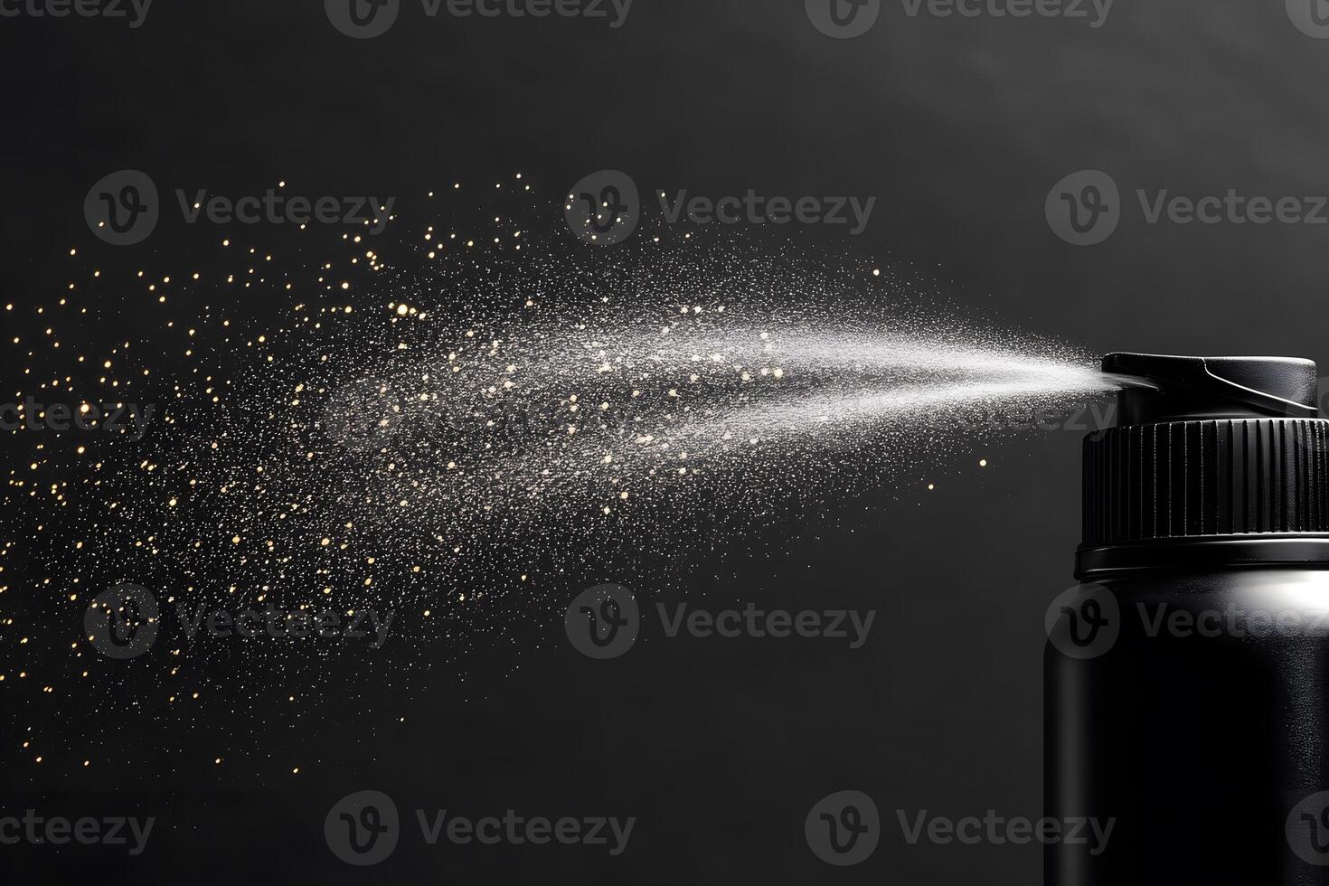 Elegant Dispersion of Spray from Black Cosmetic Bottle - Modern Product Photography photo