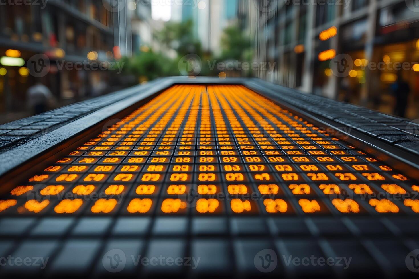 Urban Financial Data Display in a Modern Cityscape for Business Analysis photo