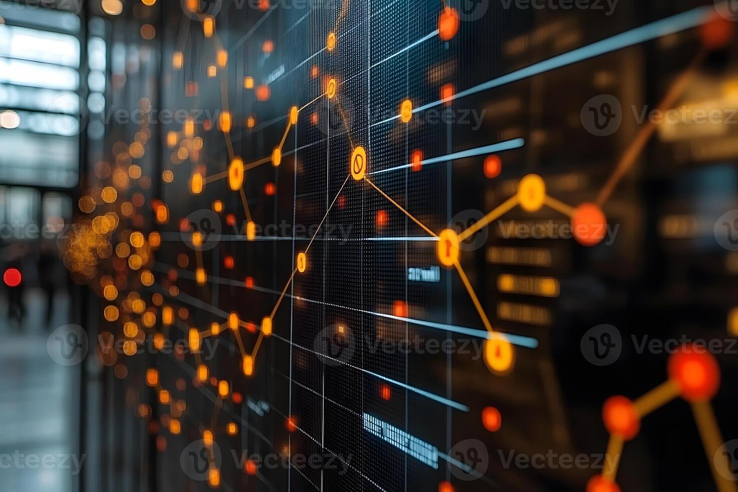 Futuristic Data Network Visualization with Dynamic Technology Elements photo