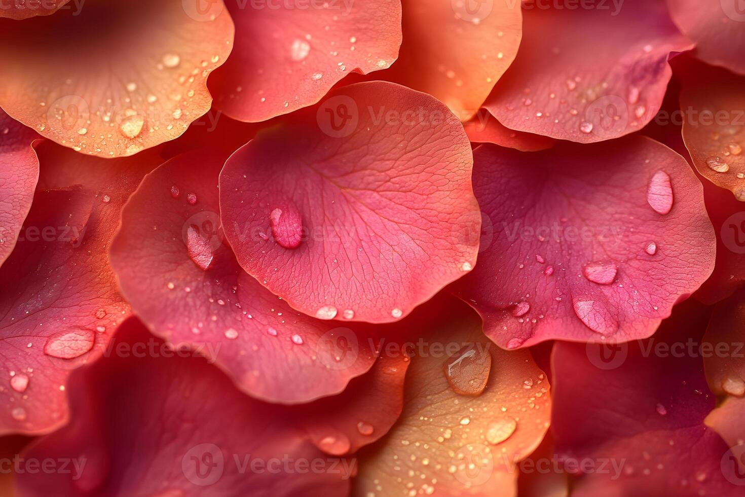 Vibrant Pink and Orange Flower Petals with Dewdrops - Nature's Artistic Display photo