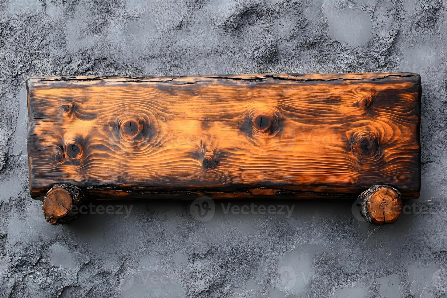Rustic Wooden Signboard on Textured Gray Wall for Home or Cafe Decor photo
