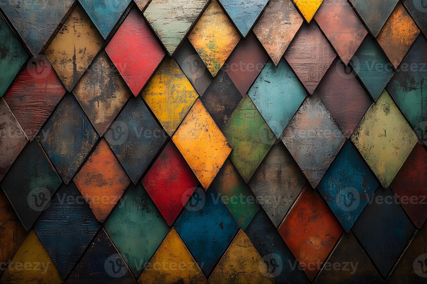 Colorful Abstract Diamond Pattern with Rustic Geometric Design for Interior Decor photo