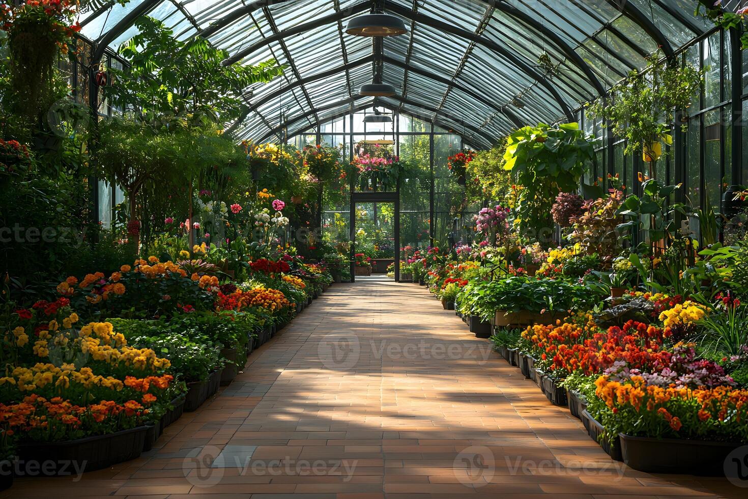 Botanical Garden Conservatory with Vibrant Flower Display for Nature Retreat photo