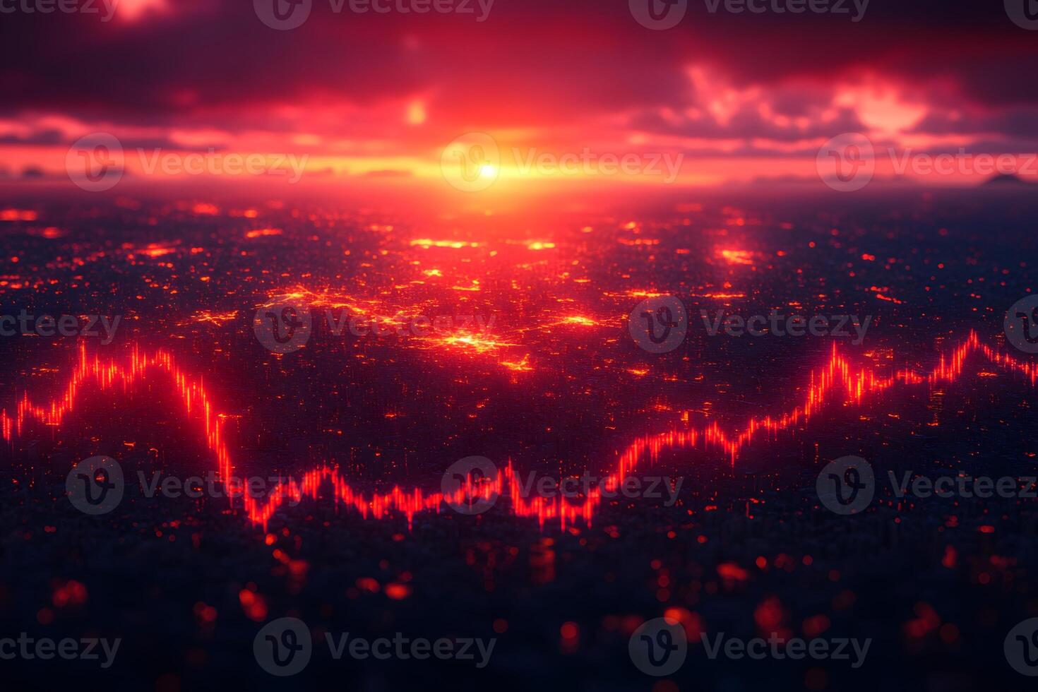 Abstract Financial Growth Concept with Glowing Red Stock Market Visualization photo