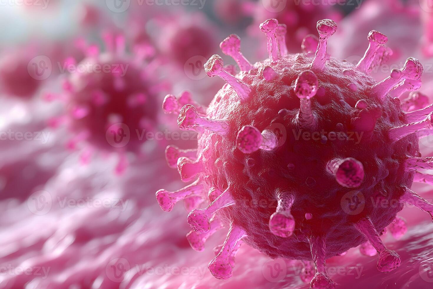 Microscopic View of Viruses with Pink Hue for Scientific and Educational Use photo