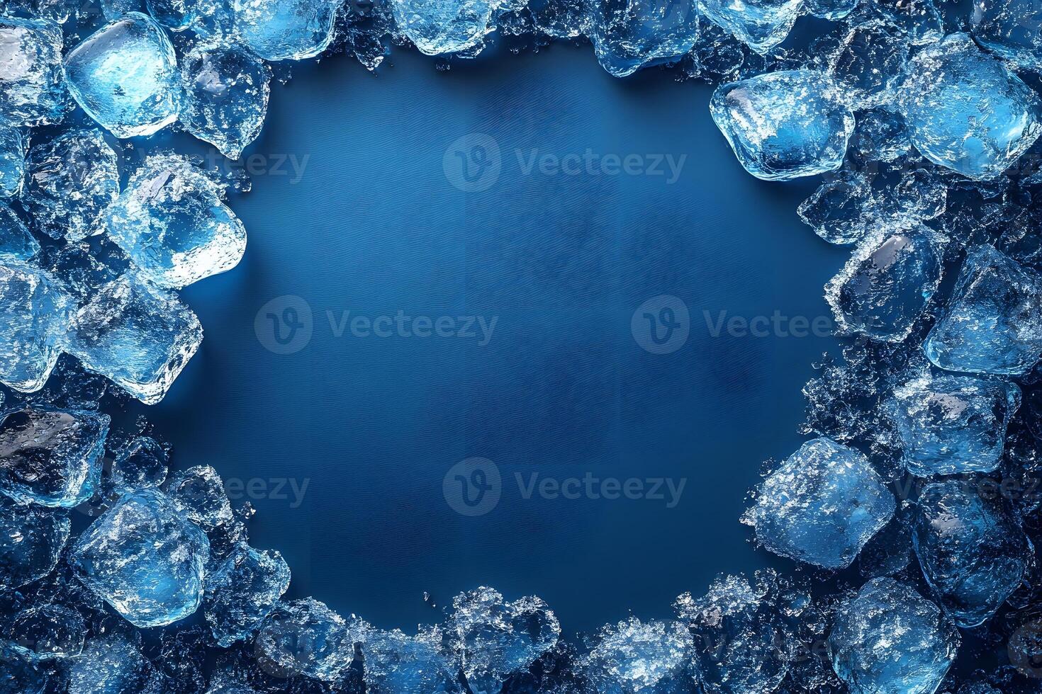 Icy Blue Background with Framed Ice Cubes for Cool and Refreshing Designs photo