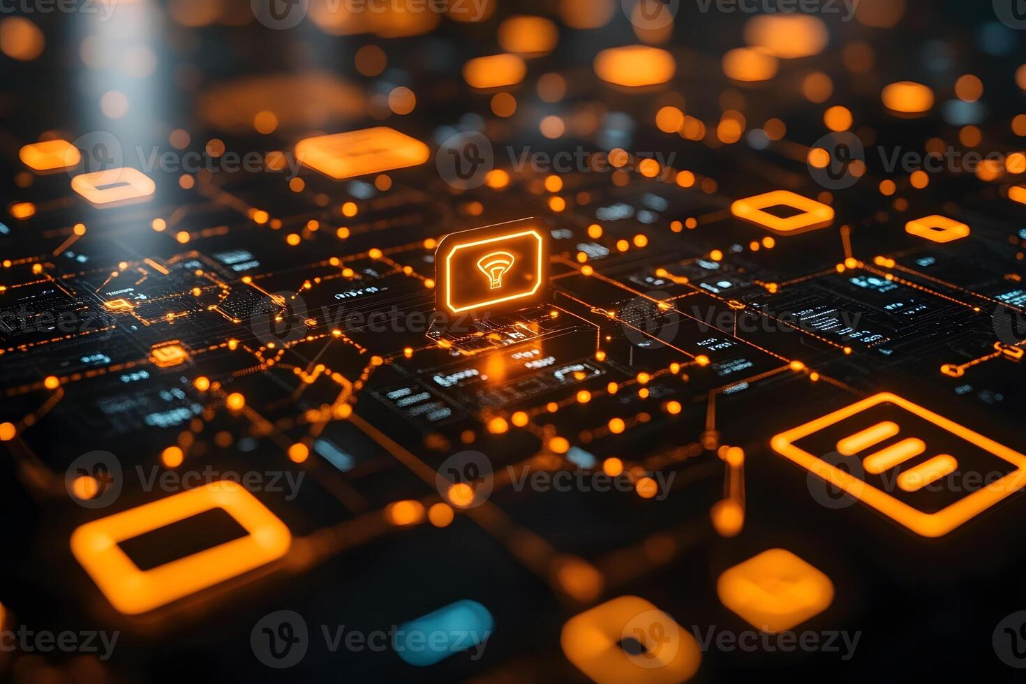 Futuristic Digital Network Concept for Technology Design and Innovation photo