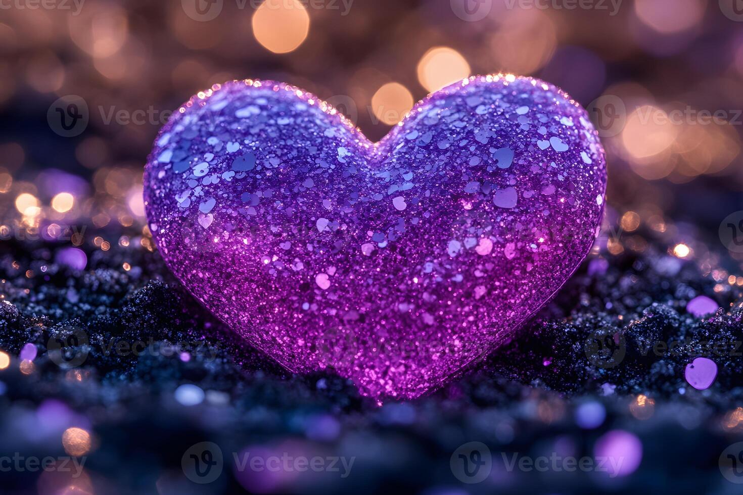 Sparkling Purple Heart with Glitter for Valentine's Day-Themed Design photo
