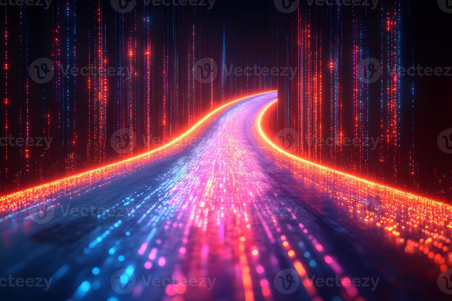 Futuristic Digital Highway - Abstract Concept for Technology and Innovation photo