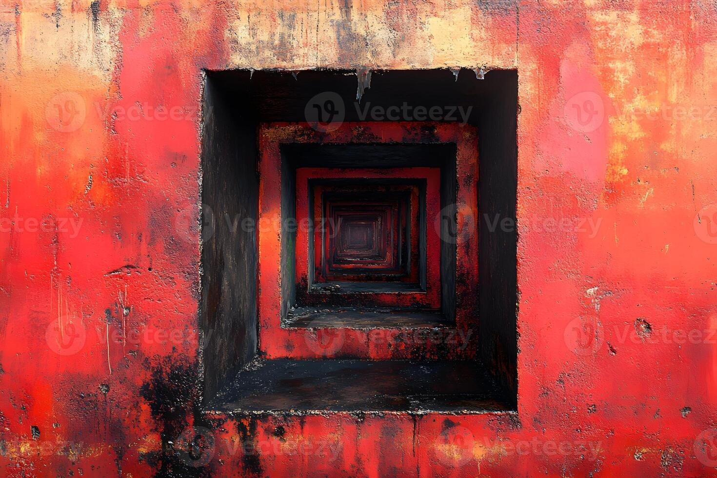 Abstract Geometric Red and Black Rusty Metal Surfaces Design for Modern Art Posters photo