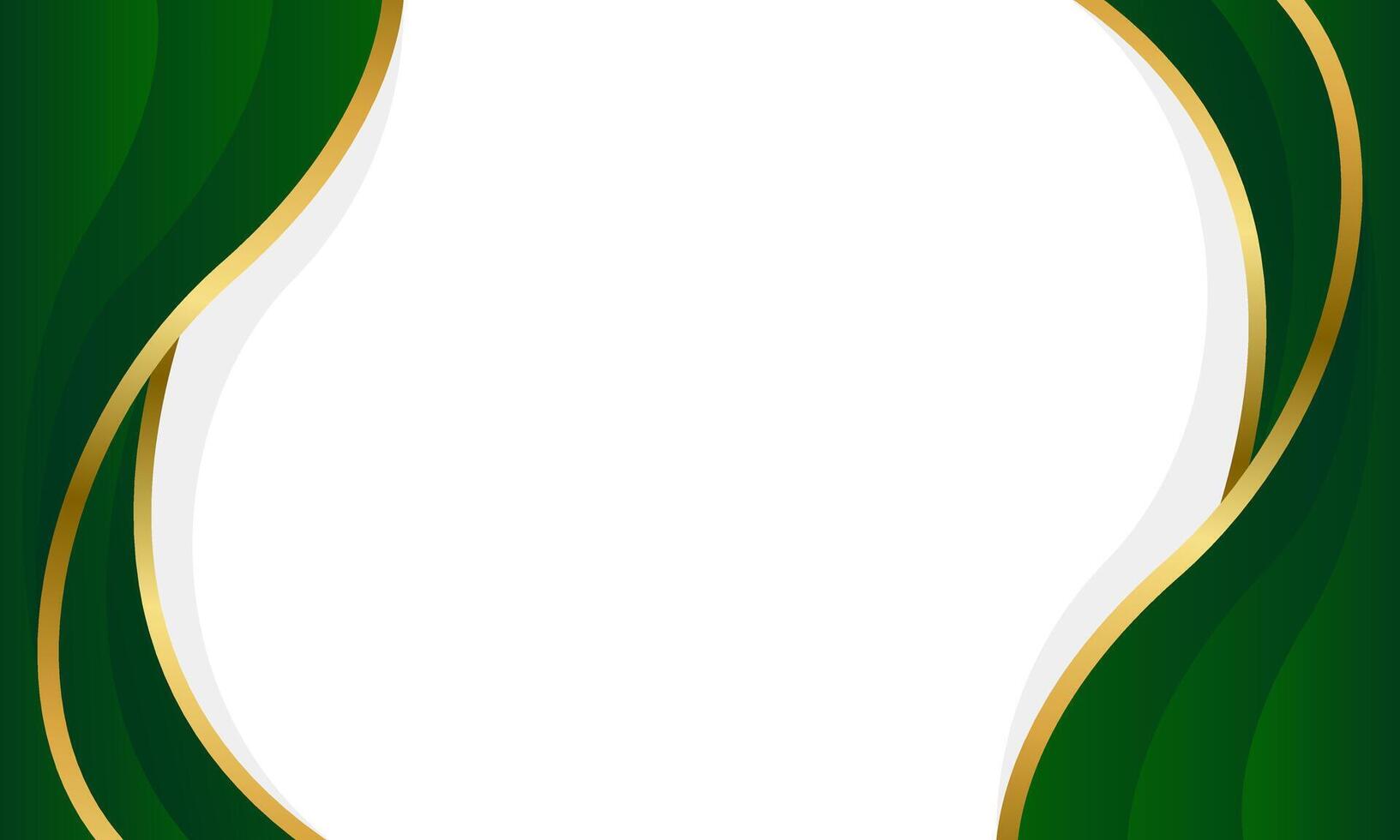 Abstract Green and Gold Abstract Wave Background. Modern border and frame design vector