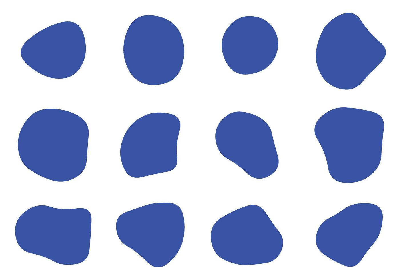 Set of 12 liquid solid blob shape abstract elements vector
