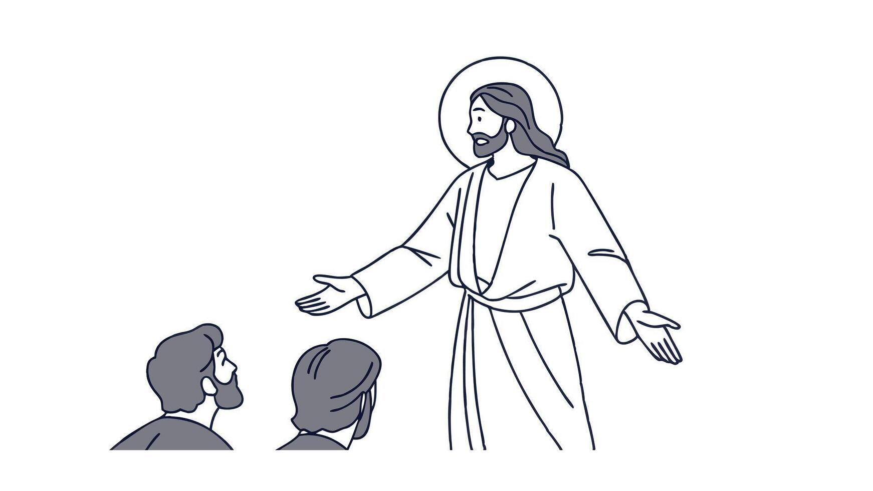 Jesus Christ Teaching Disciples Gospel Sermon, Biblical Illustration vector