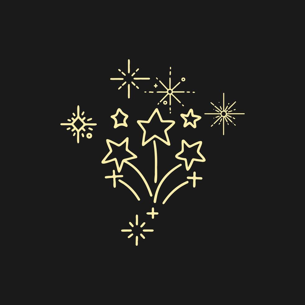 Clean star icon, sparkling star, flashing star on black background vector