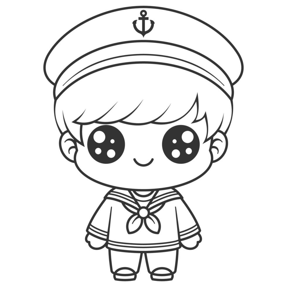 Boy wearing sailor suit, for coloring vector