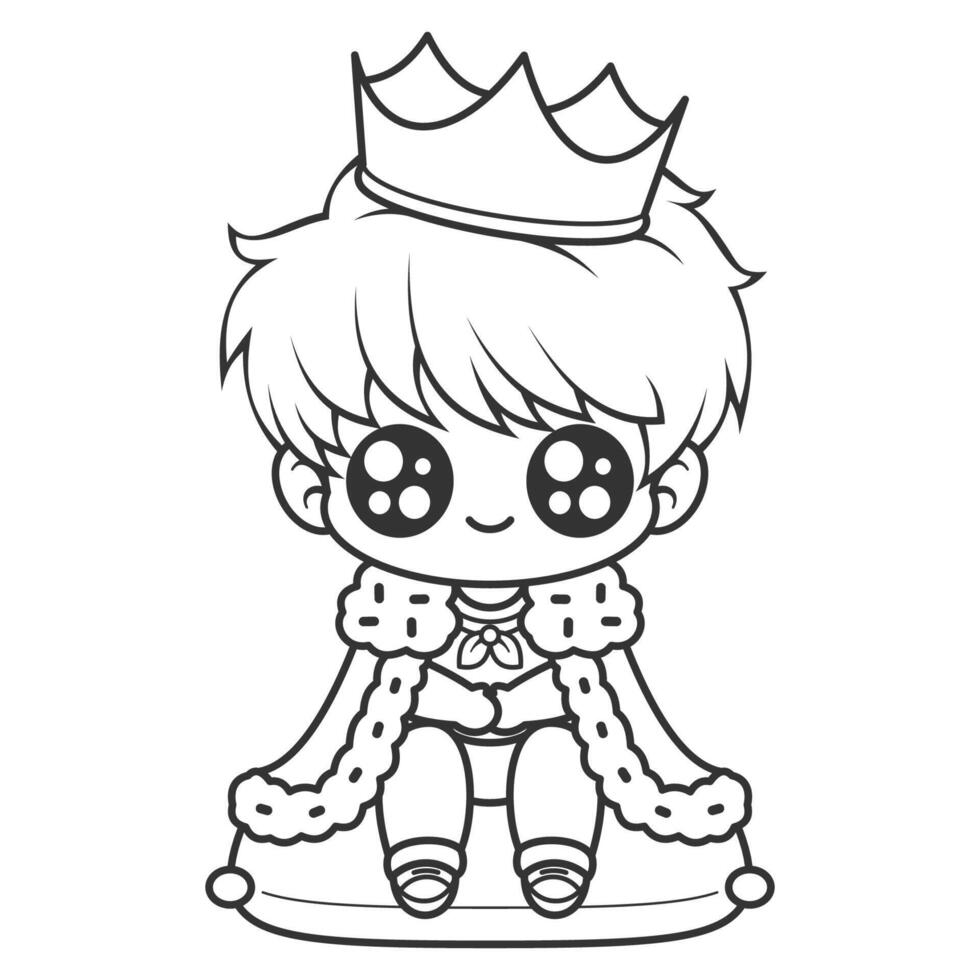 Boy becomes a cool king, for coloring vector