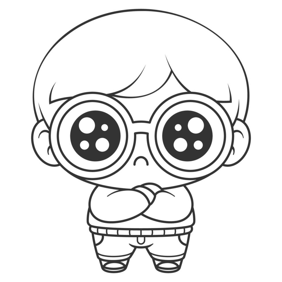 The boy felt angry, for coloring vector