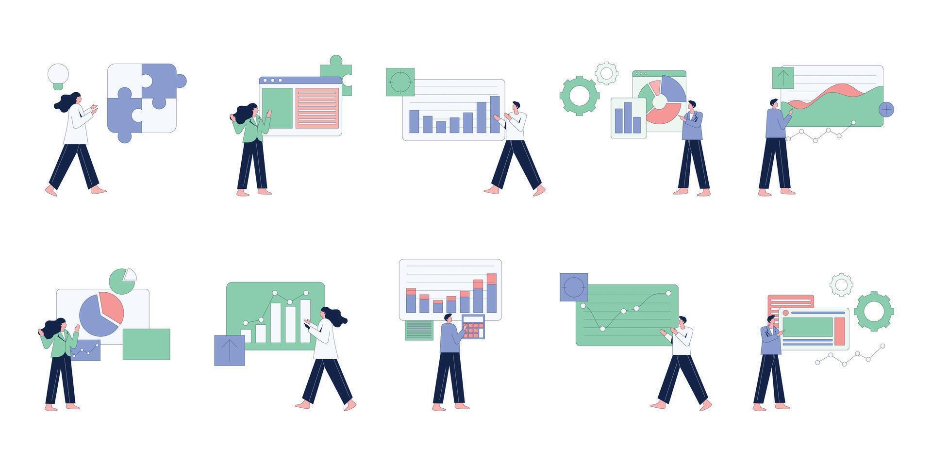 Illustration of Data Analysis and Team Collaboration vector