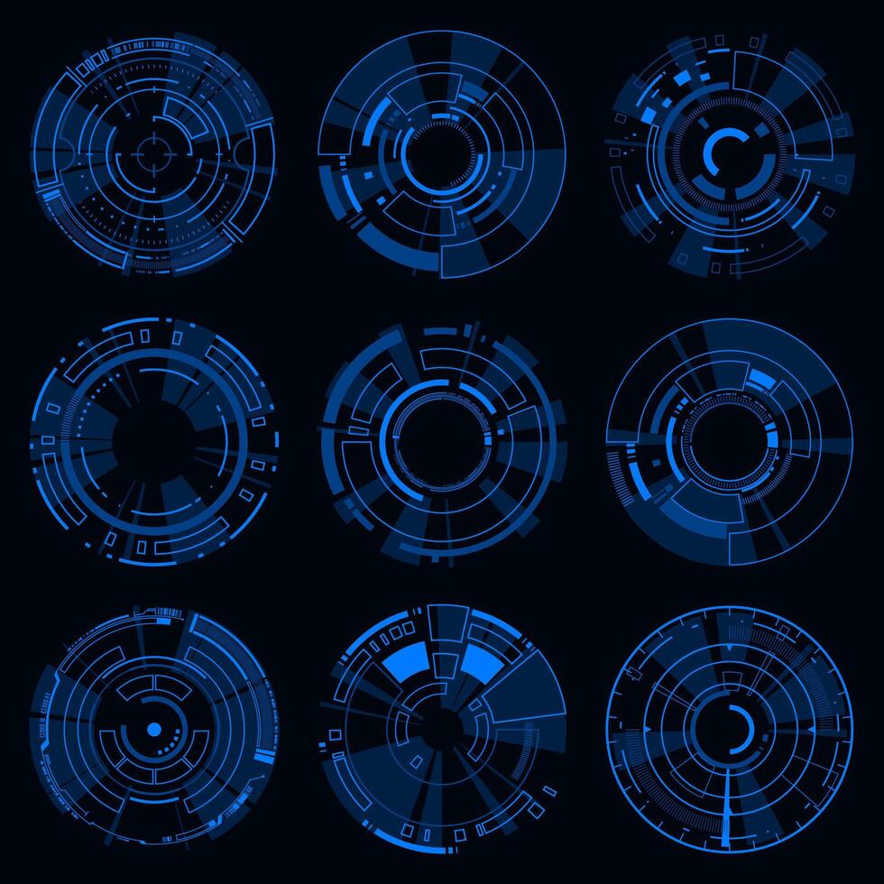Set tech circle , HUD futuristic frame technology. Technology Hi-tech element vector