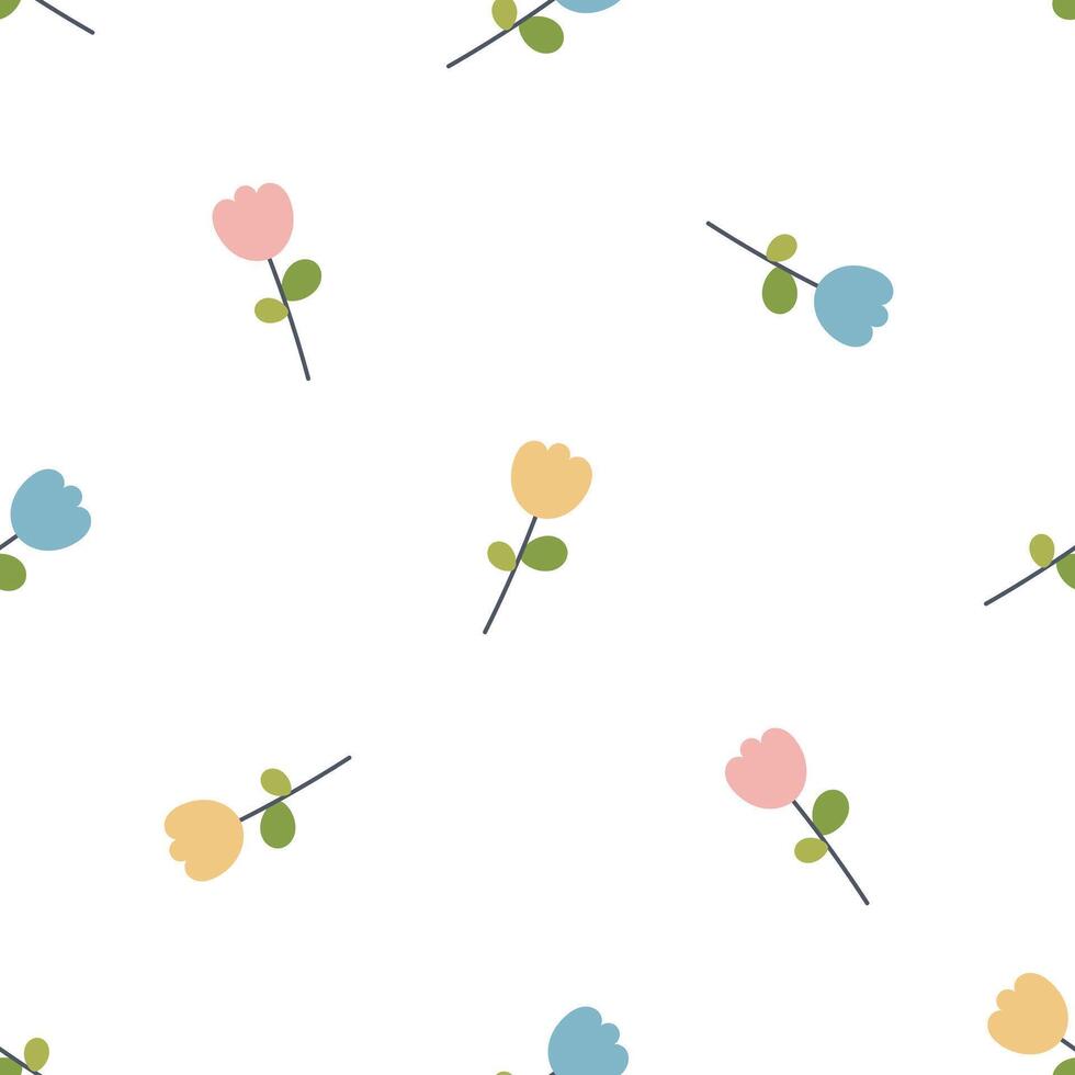 Spring floral seamless pattern. Easter spring background. For card, posters, banners, books, printing on the pack, clothes, fabric, wallpaper, textile or dishes. vector