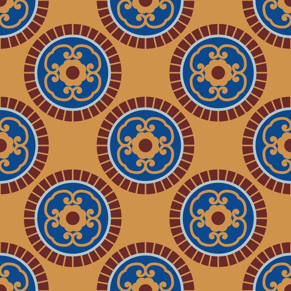 Circle Seamless Pattern Geometry Floral Pattern Geometric Folk Flower Print Design. vector